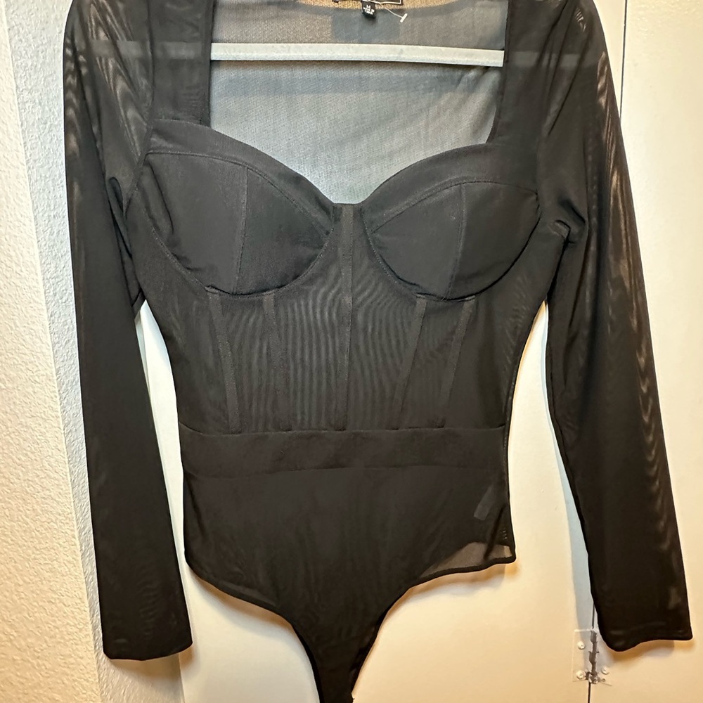 Elegant Black Long Sleeve Bodysuit